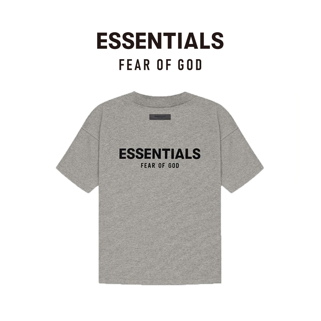 FEAR OF GOD ESSENTIALS植绒背部LOGO系列棉质圆领短袖T恤男女美式宽松经典潮流打底内搭 深燕麦色 L