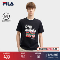 FILA 斐乐 官方男子运动短袖T2024夏季新款趣味刺绣舒适纯棉T恤男