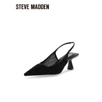 STEVE MADDEN/思美登2024夏季时装一字带性感网面凉鞋女 AFTERGLOW 黑色 40