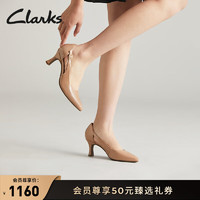 Clarks其乐卡塔系列女鞋24夏季镂空尖头凉鞋时尚单鞋高跟鞋女 卡其色 261712304 37.5