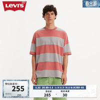 Levi's李维斯滑板系列24夏季男士条纹短袖T恤 红灰条纹 A1005-0019 XS