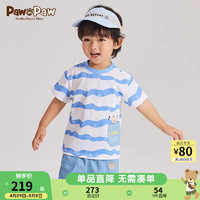 Paw in Paw PawinPaw卡通小熊童装24年夏男宝宝波浪印花短袖T恤 Blue蓝色/50 090