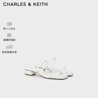 CHARLES&KEITH24夏季方头细条带低跟一字拖鞋女CK1-60361519 White白色 36