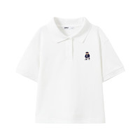 SPAO韩国同款2024年春夏女士运动风纯色POLO衫T恤SPHWE24G51 乳白色 170/92A/L