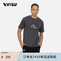 EVISU 2024春夏男士丝带海鸥和商标印花T恤2ESEPM4TS1185XXCT 炭灰色 S