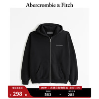 ABERCROMBIE & FITCH男装 24春夏百搭时尚Logo 款全拉链帽衫 KI122-4251 黑色 M