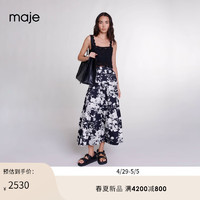 Maje2024春夏女装法式时尚印花A字高腰长款半身裙MFPJU01249 多色 T34