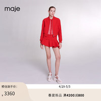 Maje2024春夏女装时尚小立领红色短款棒球服外套MFPBL00718 红色 T34
