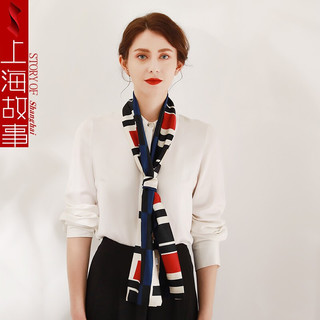 上海故事 法式小丝巾配衬衣的长条女百搭围巾