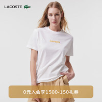 LACOSTE法国鳄鱼女装24年夏季T恤纯色舒适百搭短袖T恤TF7227 70V/米白色 34 /155