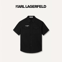 Karl Lagerfeld卡尔拉格斐轻奢老佛爷男装 2024夏款KARL印花休闲外搭短袖衬衫 黑色 46