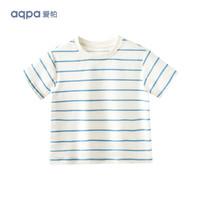 aqpa儿童撞色短袖T恤【速干防刮防晒】夏季男童女童条纹上衣 蓝色条纹 80cm