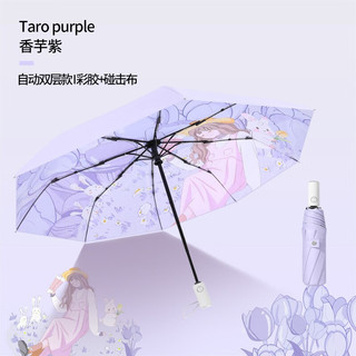 桔子灯笼  安全防回弹双层彩胶晴雨伞   卡通女孩香芋紫