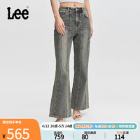 Lee24春夏427标准高腰喇叭灰色女牛仔裤潮LWB100427101-453 灰色 27