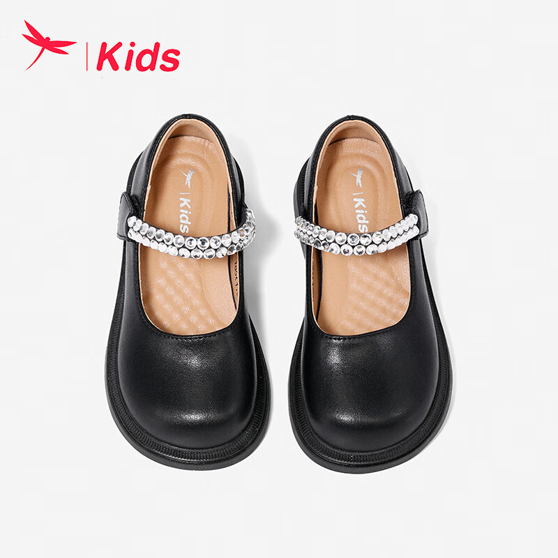 红蜻蜓红蜻蜓儿童24年单鞋女童时尚公主浅口单鞋 黑色 26-37 37（内长23.6脚长23.0）
