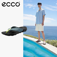 爱步（ECCO）沙滩鞋 男士休闲潮流轻便牛皮人字拖 驱动801804 黛青色80180401287 43