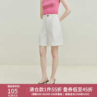 范思蓝恩 23FS12408法式高腰显瘦直筒休闲短裤，夏季新款裤子女 白色 S