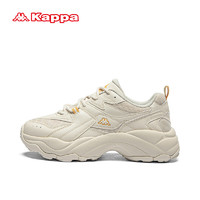卡帕（Kappa）增高老爹鞋女2024春季轻便软底运动鞋 米黄色 44
