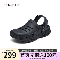 斯凯奇（Skechers）洞洞鞋透气沙滩鞋户外溯溪涉水凉鞋舒适软底拖鞋243087 黑色/灰色/BKGY 39.5