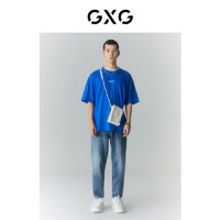 GXG 男装 商场同款寻迹海岛系列圆领短袖T恤 2022年夏季新款 蓝色 165/S