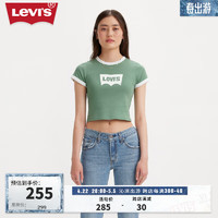 Levi's李维斯24夏季女士复古气质修身短袖T恤 绿色 A3523-0064 XS