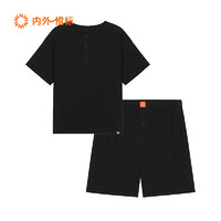 NEIWAI内外橙标夏日睡眠家居服吸湿速干透气凉感短袖短裤不易皱 男士-黑色 M