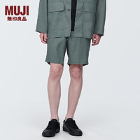 无印良品（MUJI） 男式 麻混 短裤 男士裤子夏季款 休闲裤 AE0X3C4S 中灰色 L(175/88A)