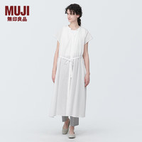 无印良品（MUJI） 女式 强捻 法国袖 连衣裙 女装裙子夏季 纯棉全棉 BC2JGC4S 白色 XL(165/92A)