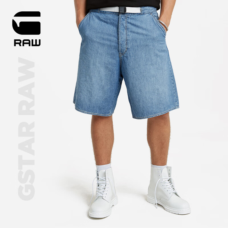 G-STAR RAW2024夏季薄款男士短裤外穿五分中裤牛仔大码宽松休闲D24492 褪色深蓝 32