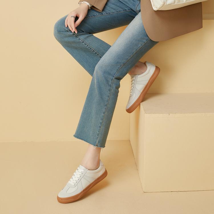 西遇韩系拼色厚底德训鞋女舒适百搭学院风运动休闲鞋