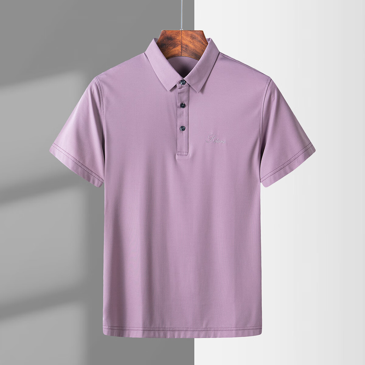杉杉短袖T恤男夏季商务休闲上衣透气两个半袖polo男装 藕紫 M(170/88A)