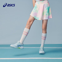 asics/亚瑟士童装2024年女童夏轻薄柔软飘逸运动网球裙短裙子 2038粉蓝绿色 130cm