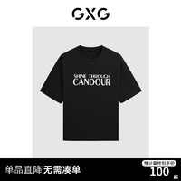 GXG男装 2024年夏季简约多色圆领字母印花短袖t恤男 黑色 170/M