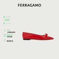 菲拉格慕（Ferragamo）女士红色蝴蝶结芭蕾舞平底鞋 0771542_1D _ 65/37 