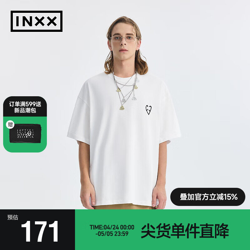 英克斯（inxx）APYD 潮牌基础简约多色短袖休闲宽松T恤APE2010753 白色 L