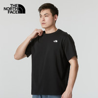 北面 T恤男女款夏季新款戶外運動服透氣舒適柔軟棉質圓領上衣短袖 黑色/環繞logo XL