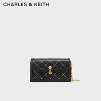 CHARLES & KEITH CHARLES&KEITH菱格链条单肩小方包包女包女士CK2-80701303 Black黑色 S