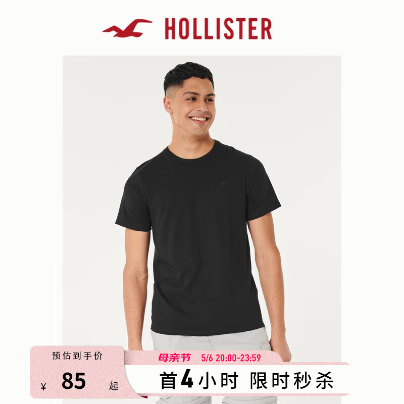 HOLLISTER24春夏美式修身圆领短袖T恤男女装348888-1 黑色 XXL (185/124A)