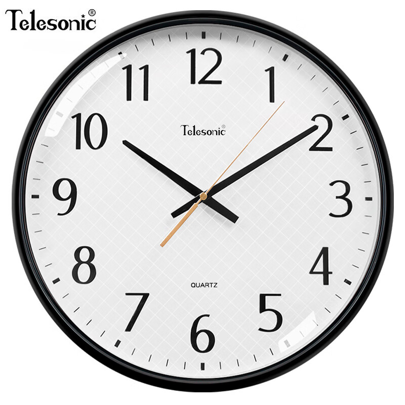 天王星（Telesonic） 挂钟客厅钟表2024简约创意时钟表挂墙免打孔石英钟薄边挂表 星空黑直径35cm