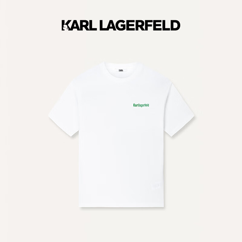 Karl Lagerfeld卡尔拉格斐轻奢老佛爷男装 24夏款logo刺绣潮流棉质舒适 短袖T恤 本白 46