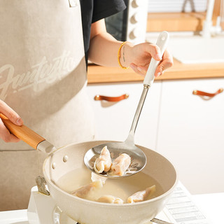 舍里 锅铲家用汤勺304食品级不锈钢白色漏勺炒菜铲子饭勺家用厨具套装 大漏勺-砂光 单个入