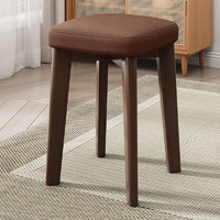 L&S 凳子 椅子餐椅家用可叠放实木凳子科技布板凳 咖色科技布凳面-实木凳腿