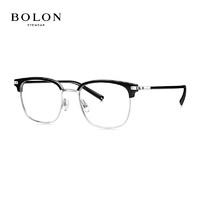 BOLON暴龙近视眼镜框明星同款简约复古商务防蓝光眼镜片配镜光学架套餐 BJ6105B15-银色/亮黑镜框 框+依视路1.60钻晶膜岩（高 清）