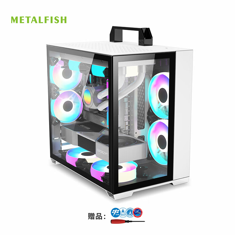 鱼巢 （MetalFish）T90白色全透海景MATX桌面机箱 T90全透版