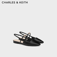 CHARLES&KEITH24夏法式尖头平底玛丽珍包头凉鞋CK1-70920144 Black黑色 39