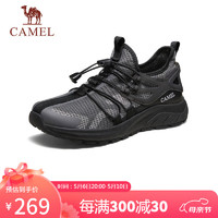 骆驼（CAMEL）男士运动免系透气快穿休闲鞋 G14S342151 黑色 41 