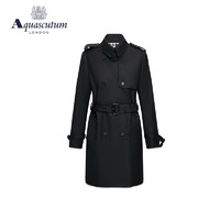AQUASCUTUM/雅格狮丹春夏女士黑色中长款大衣外套Q4901ML021 黑/99 M