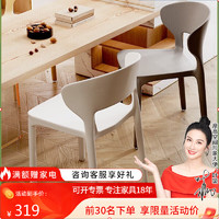 摩高空间塑料家用餐椅餐桌休闲椅子现代餐厅商用凳子靠背北欧加厚款6 4把