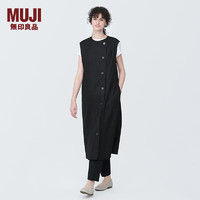 无印良品（MUJI） 女式 麻混 弹力 背心连衣裙 女装裙子夏季  BC2IHC4S 黑色 XL (165/92A)