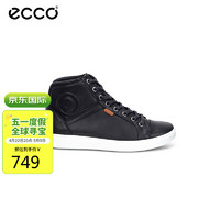 爱步（ECCO）女士休闲鞋高帮 牛皮时尚板鞋 柔酷7号系列430023 黑色 36